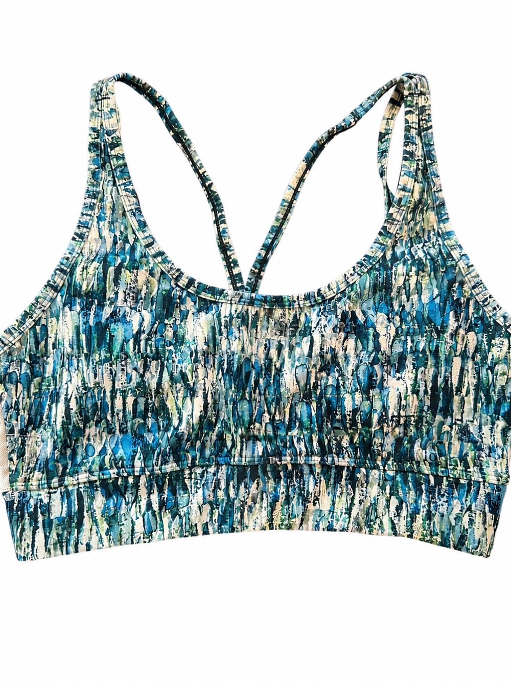 PRISM Blue Teal Printed Strappy Sports Bra